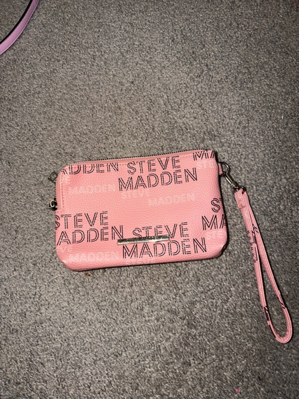 Steve Madden Pink Logo Wristlet Clutch with Removable Strap